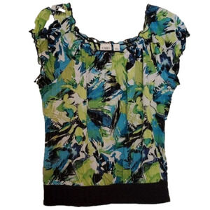 NWOT CATO Women's Short Sleeve Banded Waist Blouse Size Large